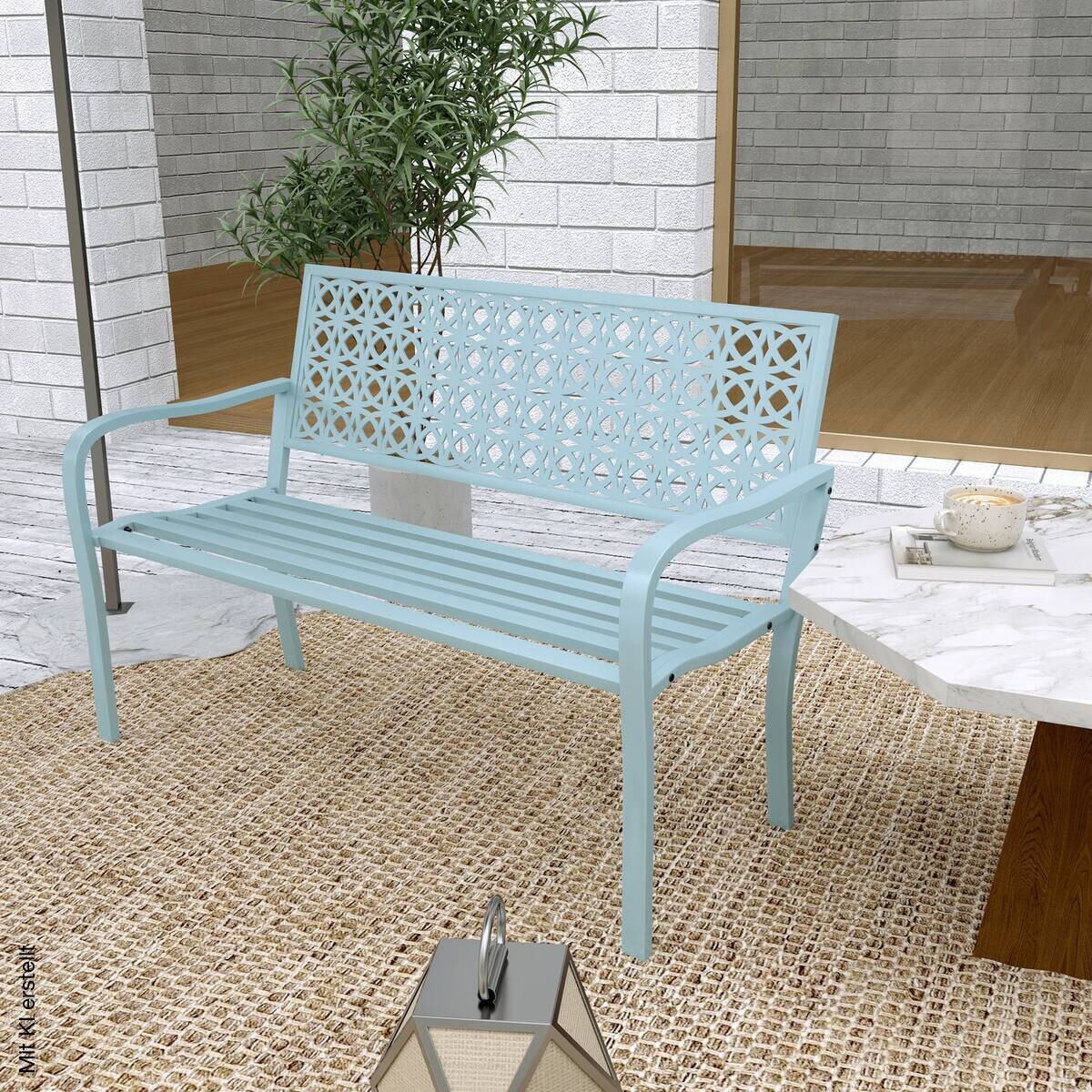 Outsunny Gartenbank blau Stahl B/H/L: ca. 63x85x127 cm