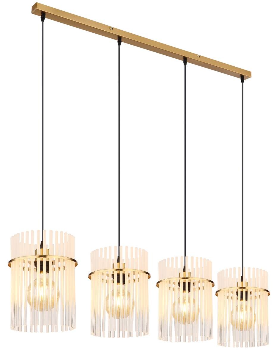 GLOBO Pendelleuchte klar gold Metall B/H/T: ca. 20x140x110 cm E27 4 Brennstellen
