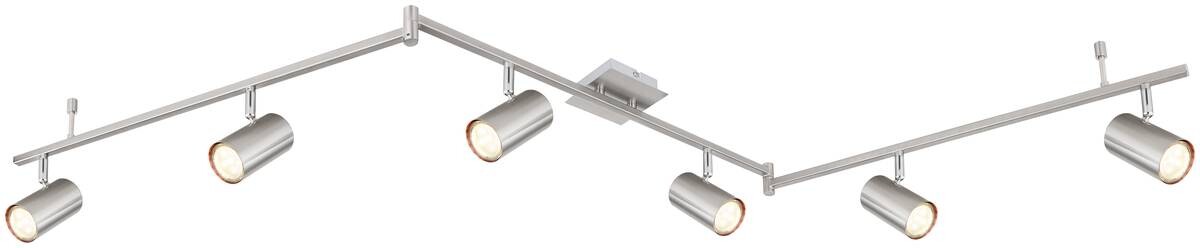 GLOBO Strahler 57910-6 Robby nickel Metall B/H/L: ca. 10x18,5x180 cm GU10 6 Brennstellen