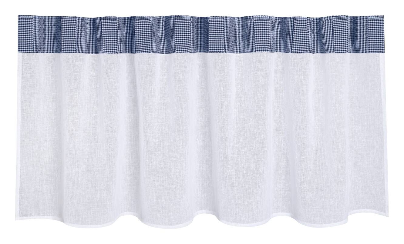 Happy Home Scheibengardine Jens weiß blau 100% Polyester B/L: ca. 140x50 cm