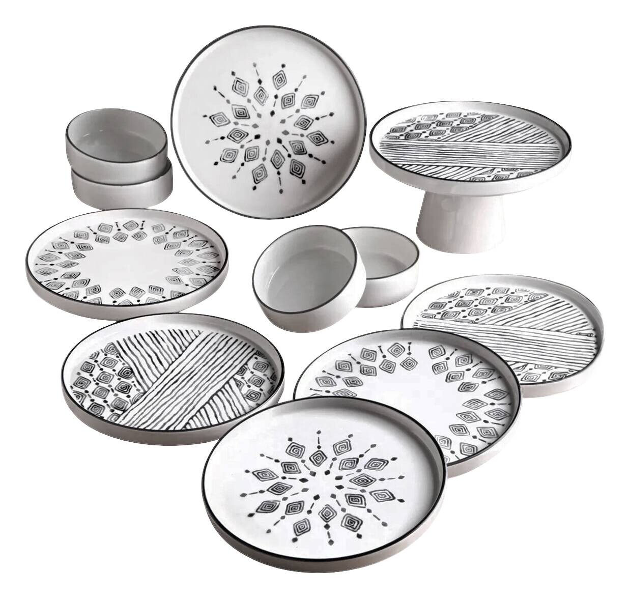 HermiaConcept Frühstücksservice schwarz Keramik 11 tlg.