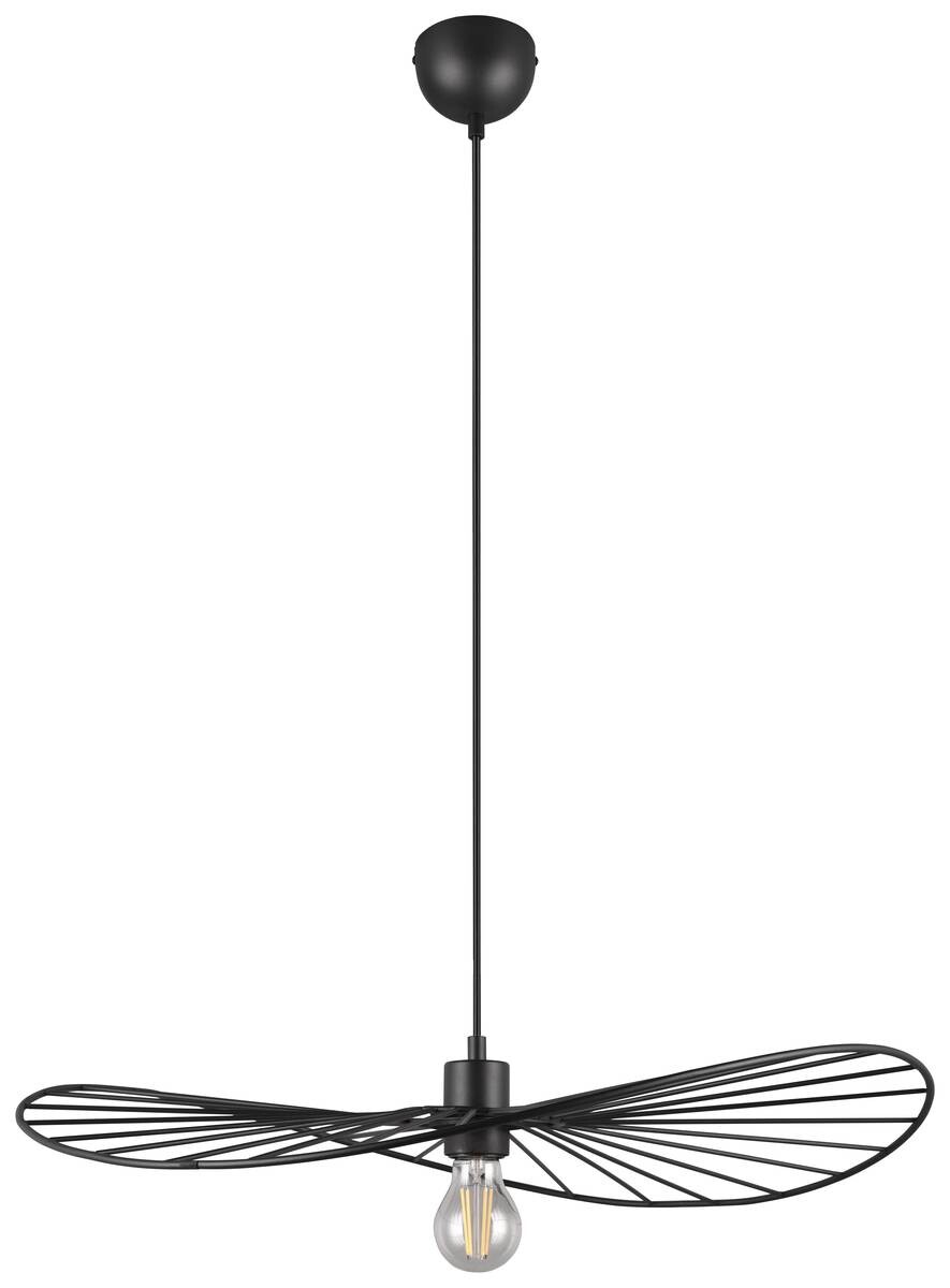 Reality Pendelleuchte R31451032 Chapeau schwarz Metall H/D: ca. 150x60 cm E27 1 Brennstellen