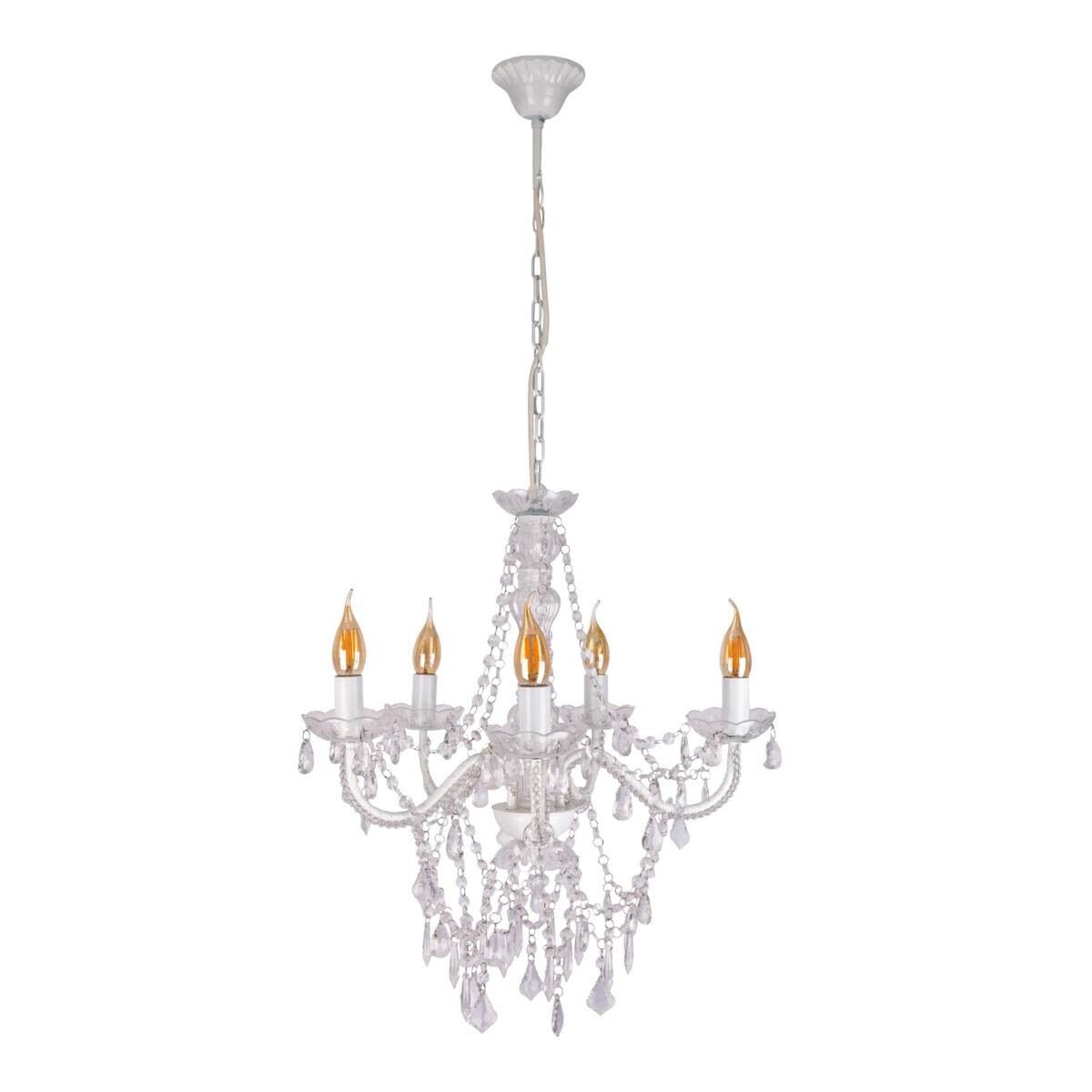 Näve Leuchten Pendelleuchte 8009323 weiß Metall Kunststoff B/H/T: ca. 52x85x52 cm E14 5 Brennstellen