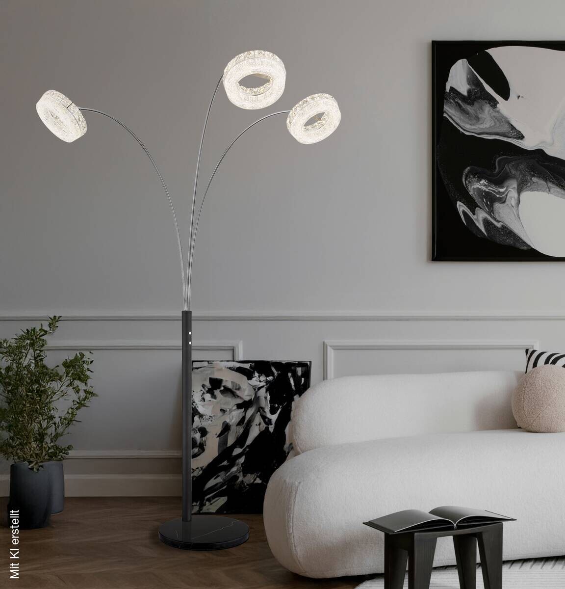 GLOBO Stehlampe klar schwarz Metall Acryl Glas B/H/L: ca. 102x190x82,5 cm 1 Brennstellen