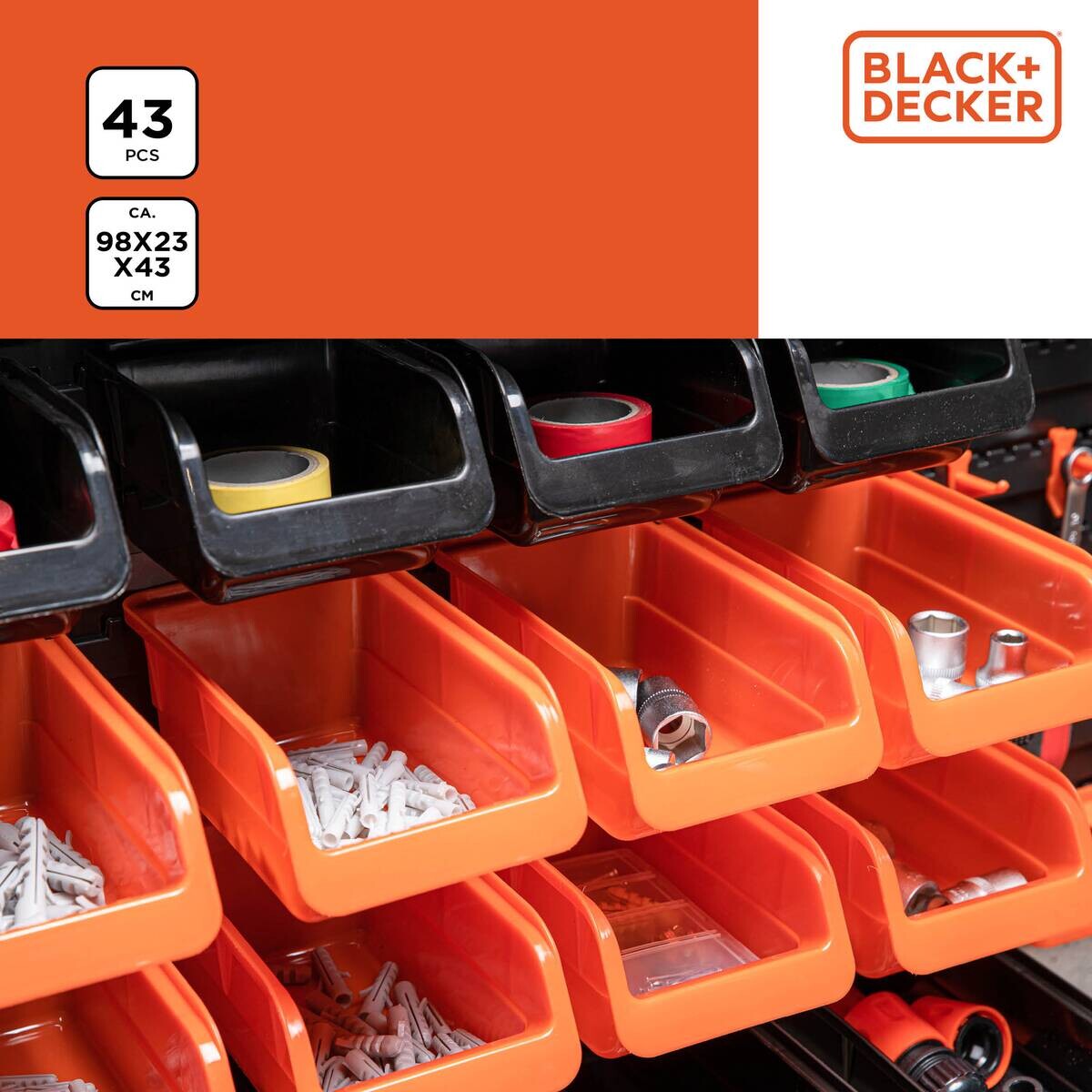 BLACK+DECKER Werkzeugwand orange B/H/L: ca. 14,2x56,3x50 cm