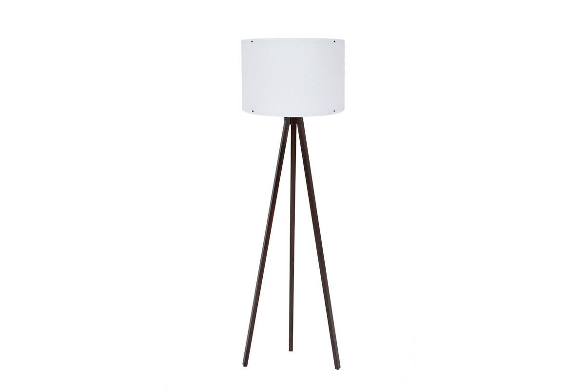 Opviq Stehleuchte weiß nussbaum MDF Polypropylen B/H/L: ca. 38x145x38 cm E27 1 Brennstellen