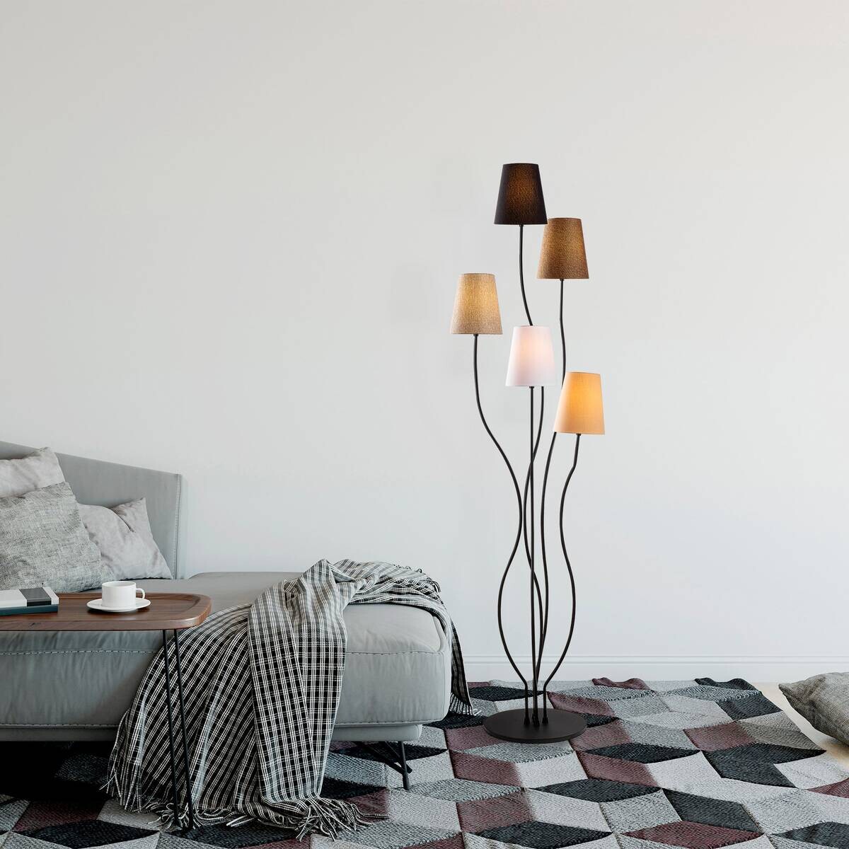 Opviq Stehleuchte mehrfarbig Metall B/H/T/L/D: ca. 44x160x44x44x44 cm E14 5 Brennstellen