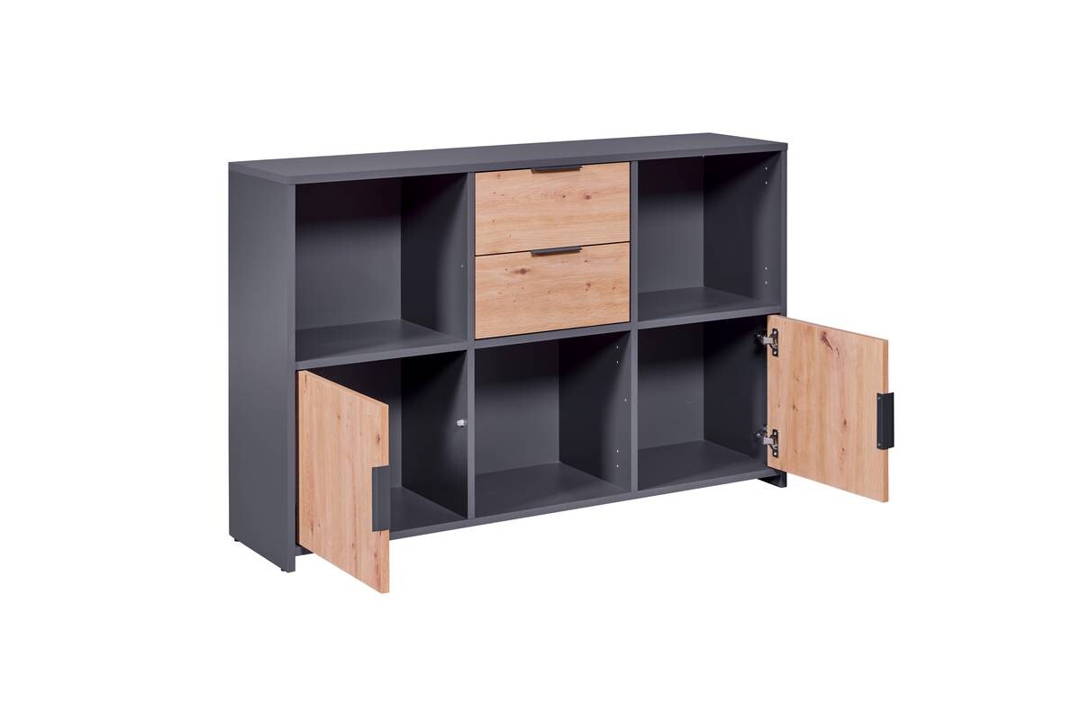 Regal Pepeto anthrazit Eiche Artisan Nachbildung B/H/T: ca. 120x77x30 cm