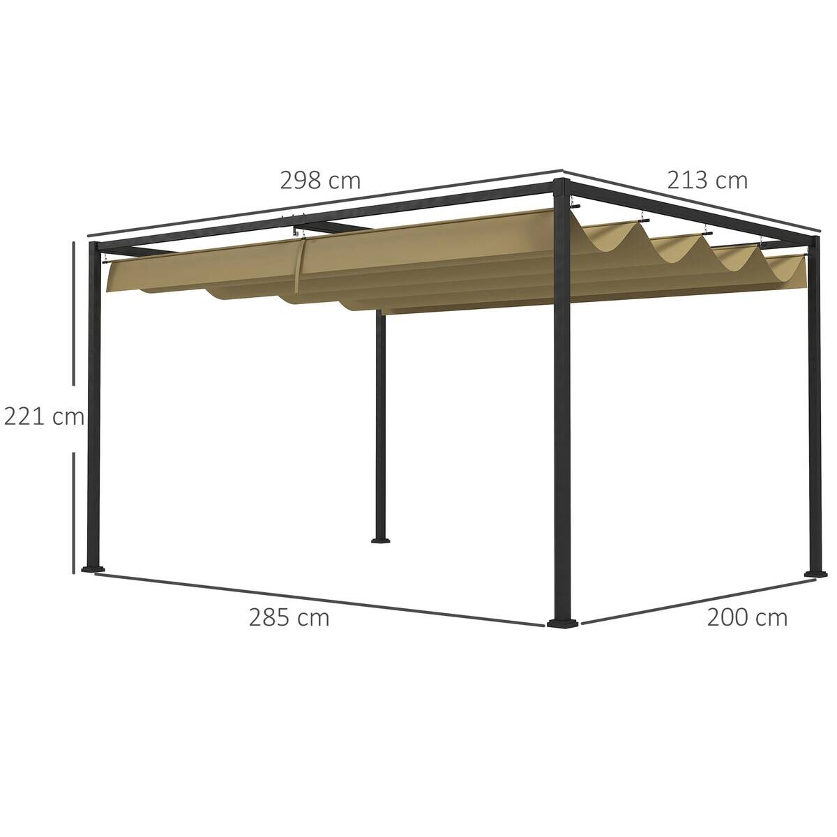 Outsunny Pergola khaki Polyester B/H/L: ca. 213x221x298 cm