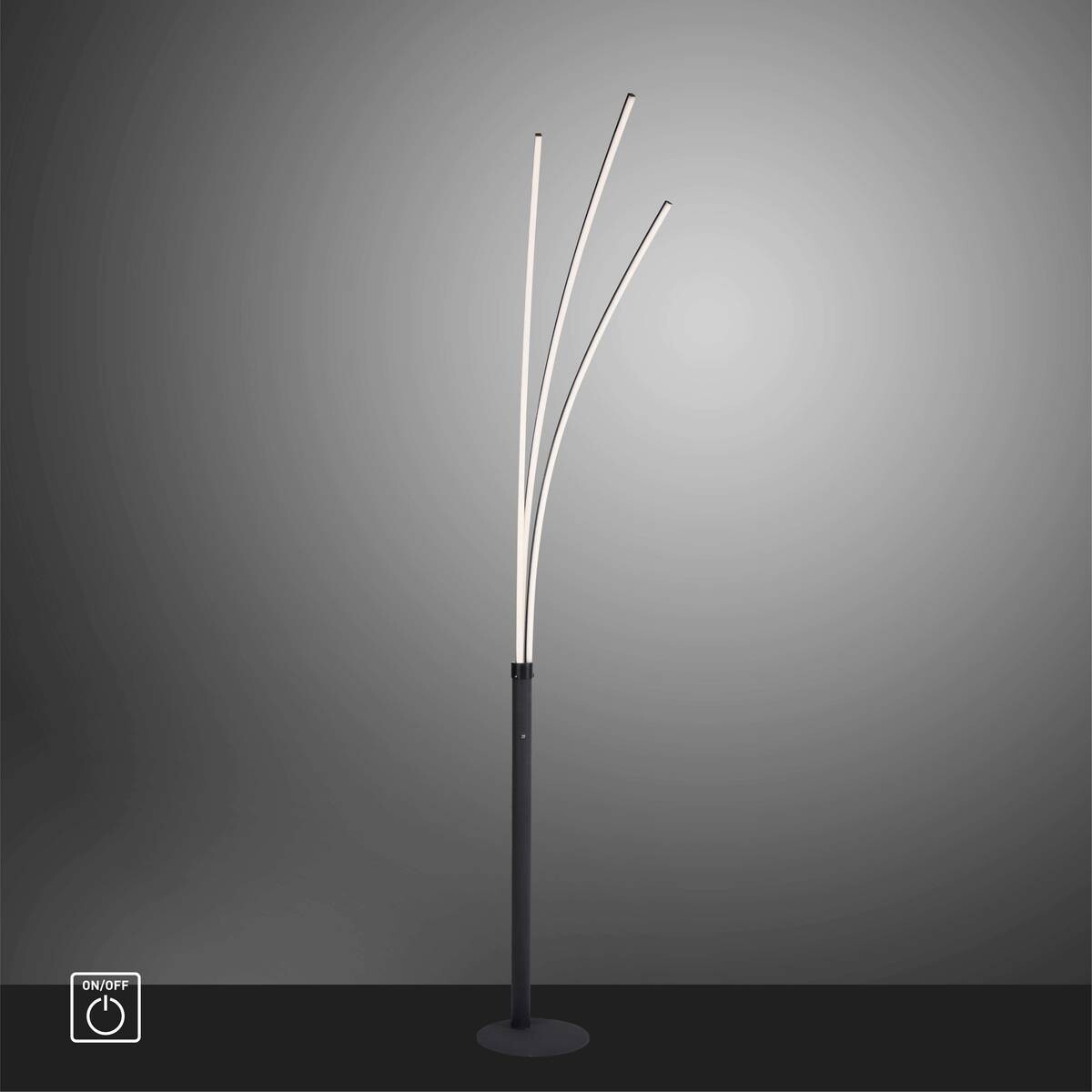 Just Light Stehlampe MAJA 15383-18 schwarz Eisen Kunststoff B/H/T: ca. 58x215x80 cm 3 Brennstellen