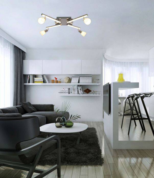 Näve Leuchten LED Deckenleuchte NV1233442 Chrom Metall Kunststoff Glas B/H/L: ca. 68x22x25 cm 4 Brennstellen