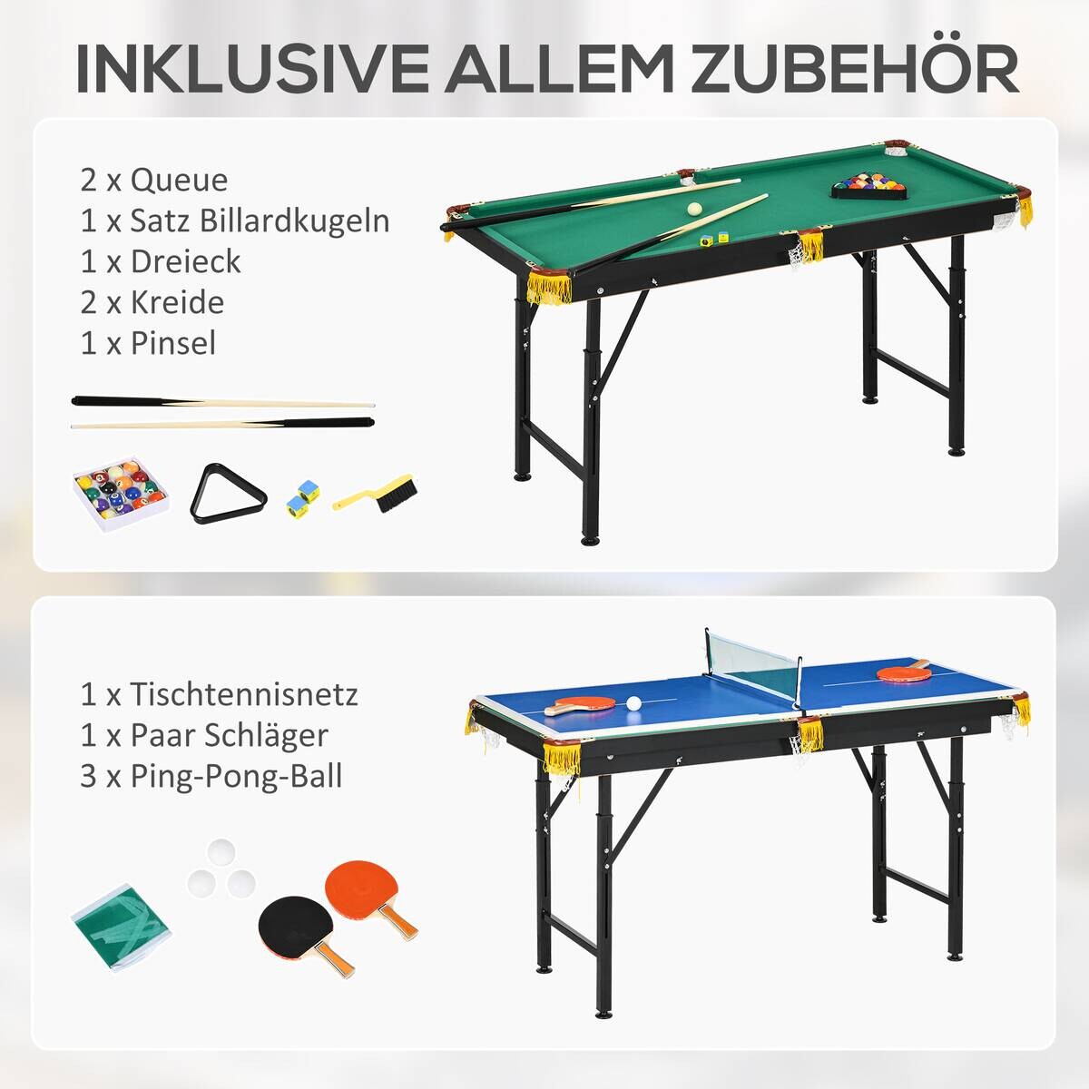 SPORTNOW Multispieltisch grün Stahl B/H/L: ca. 63x80x140 cm