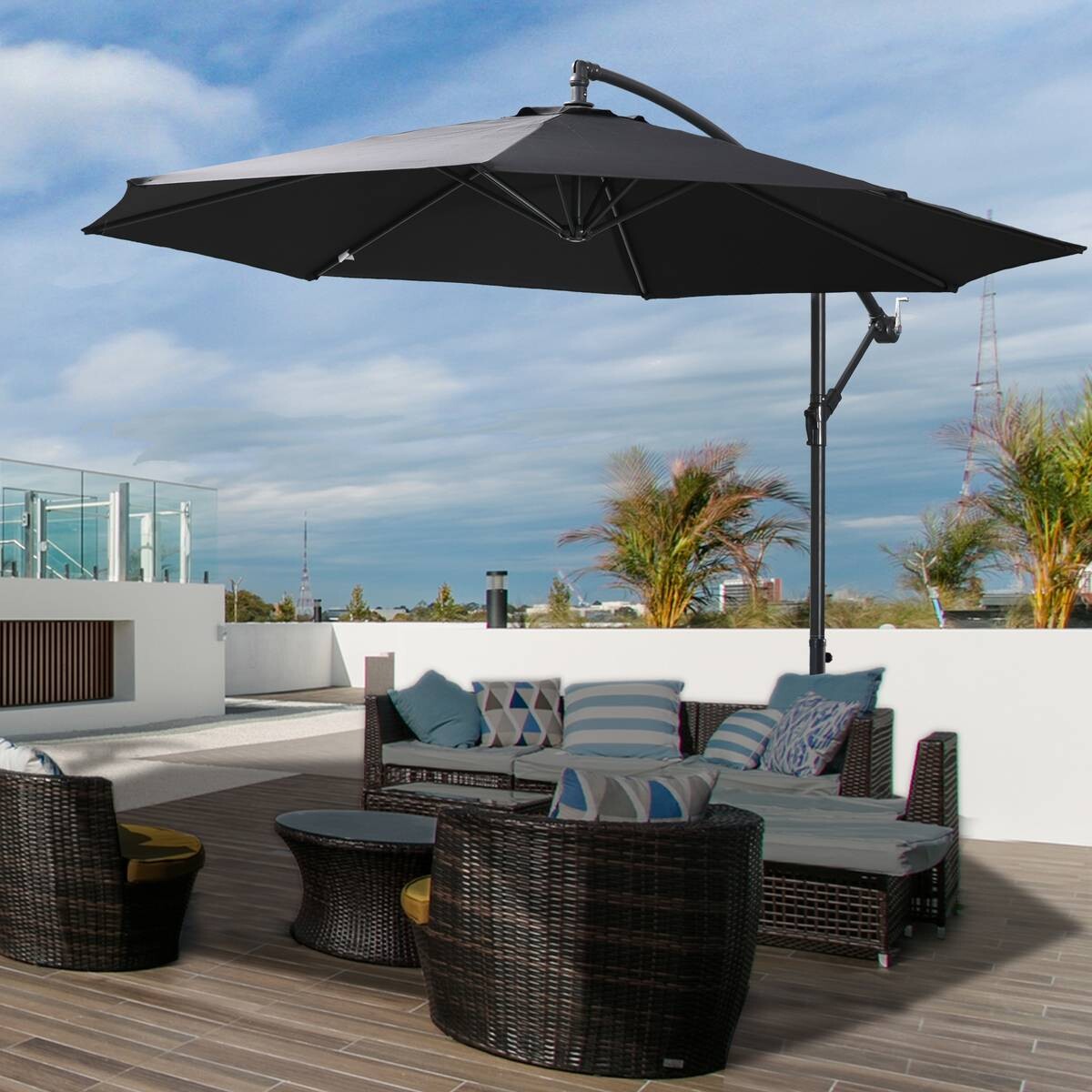 Outsunny Ampelschirm schwarz Polyester H/D: ca. 250x300 cm