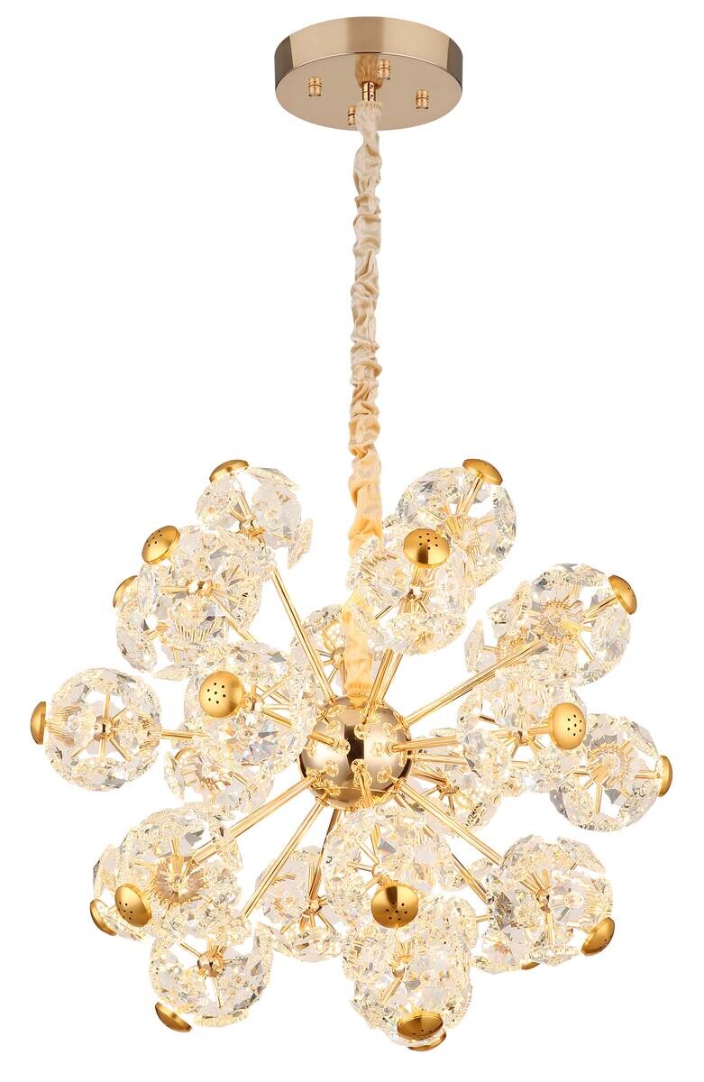 GLOBO Pendelleuchte gold klar Glas Metall H/D: ca. 125x50 cm 1.0 Brennstellen