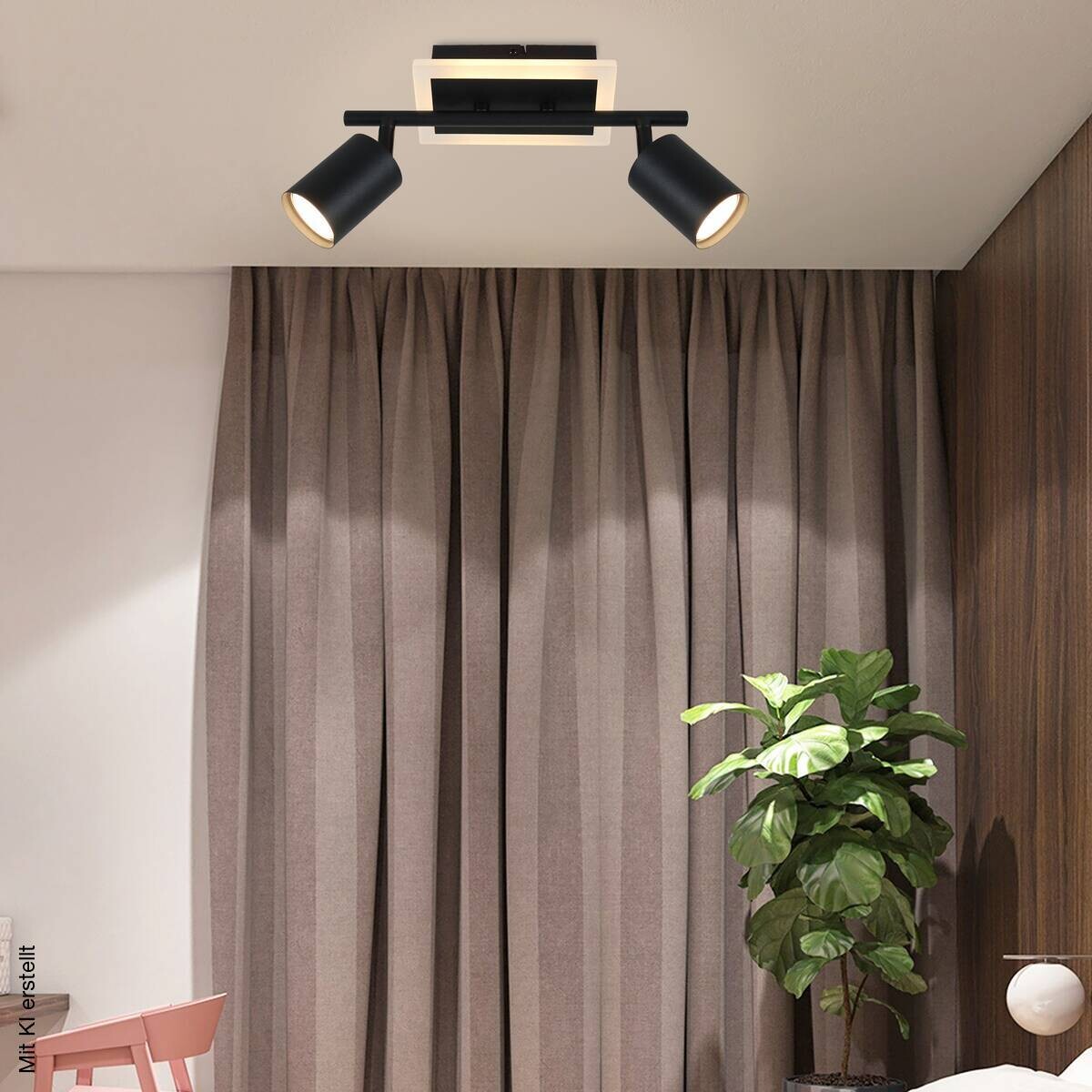 POCOline LED-Spot 2-flg. Akshan schwarz Metall B/H: ca. 39x10 cm 2 Brennstellen