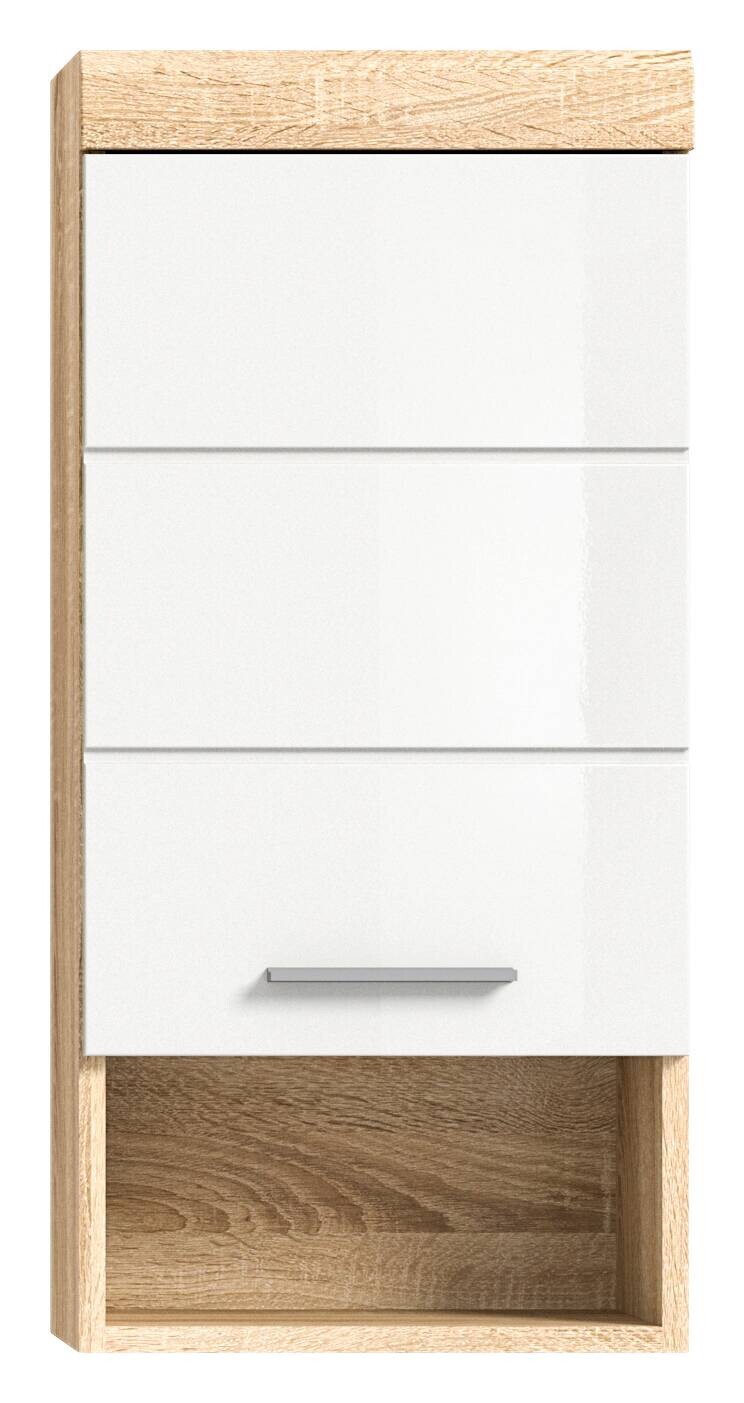 Badhängeschrank LAMBADA Eiche Sonoma hell Nachbildung weiß Hochglanz B/H/T: ca. 37x79x24 cm