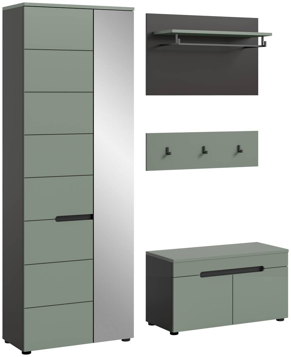 Garderobe Canu grün basaltgrau Nachbildung B/H/T: ca. 160x190x37 cm