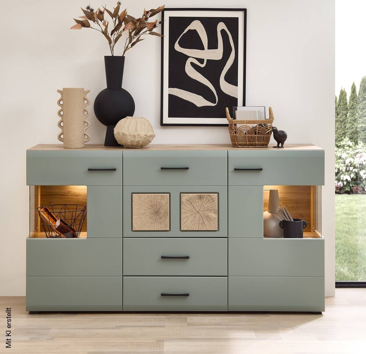 Sideboard Fun Plus 2 salbei Oak Eiche Viking Nachbildung B/H/T: ca. 170x94x42 cm