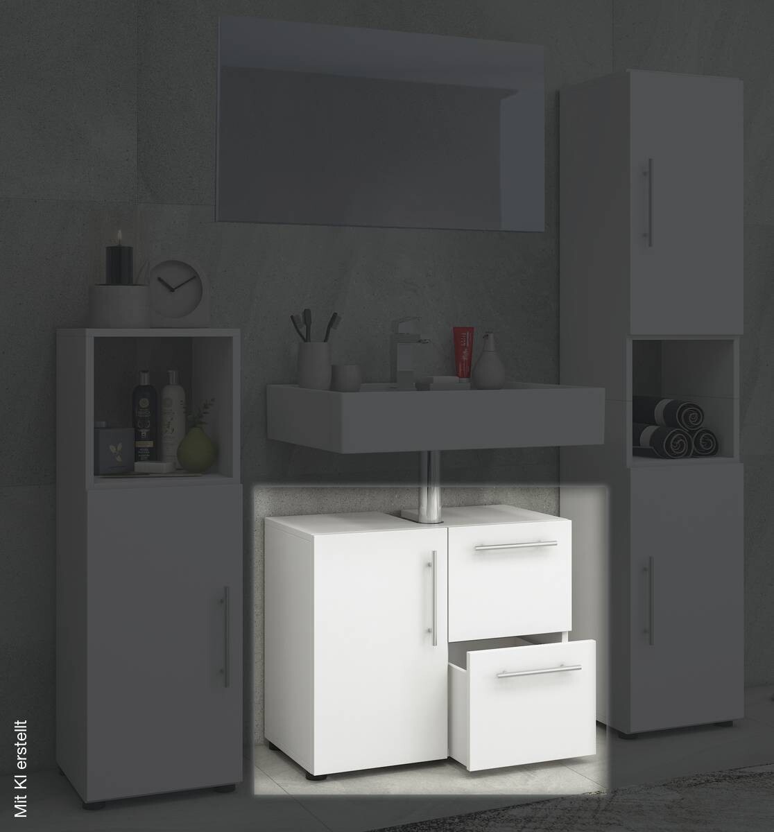 Badunterschrank Flandu weiß B/H/T: ca. 60x51x30 cm