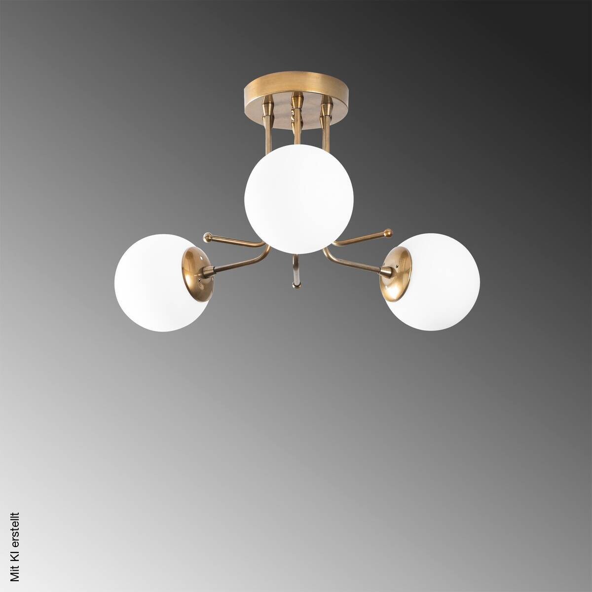Opviq Deckenleuchte Daisy gold weiß Metall B/H/T/L/D: ca. 48x34x48x48x48 cm E27 3 Brennstellen