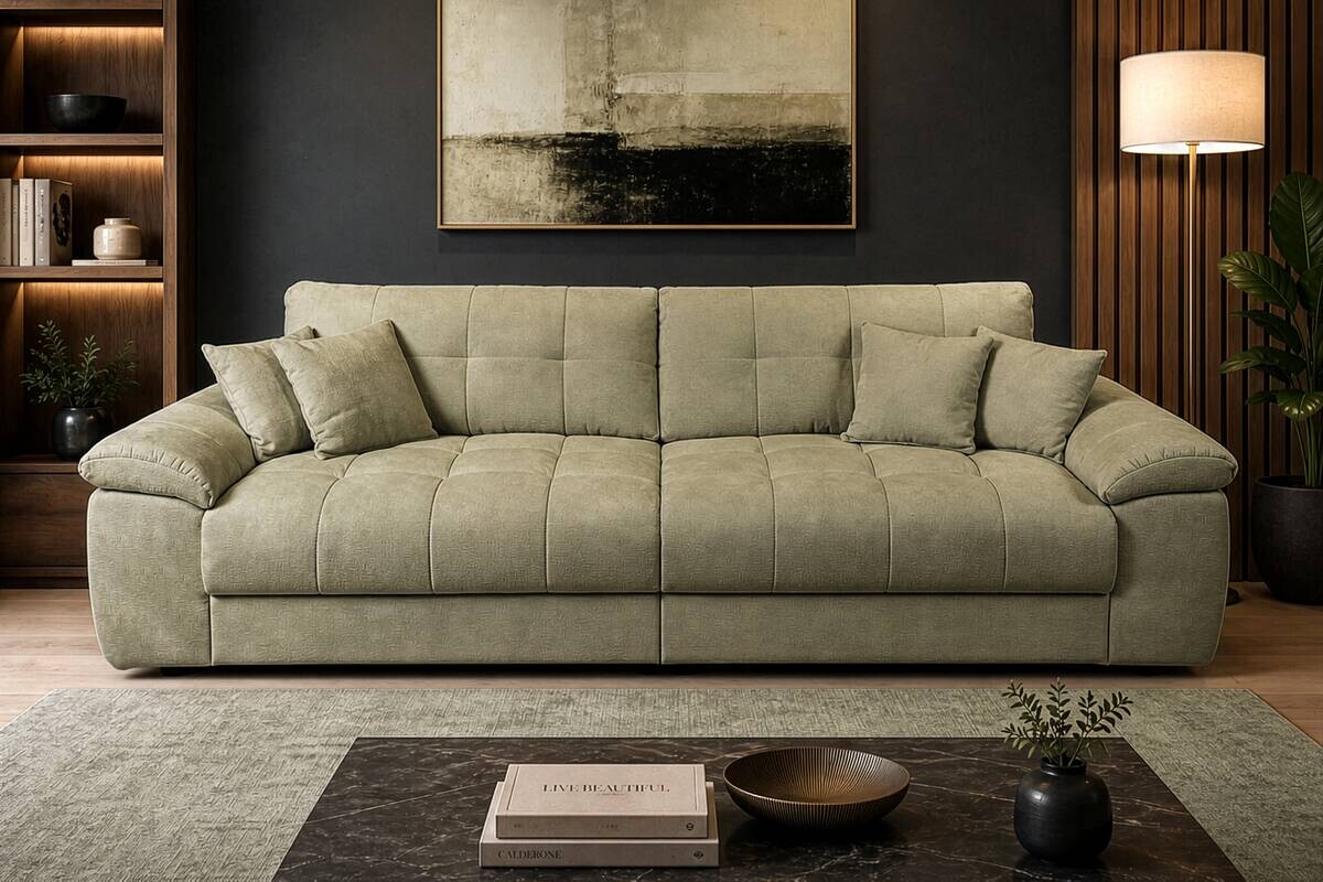 Big Sofa Tema grün Microfaser B/H/T: ca. 144x70x183 cm