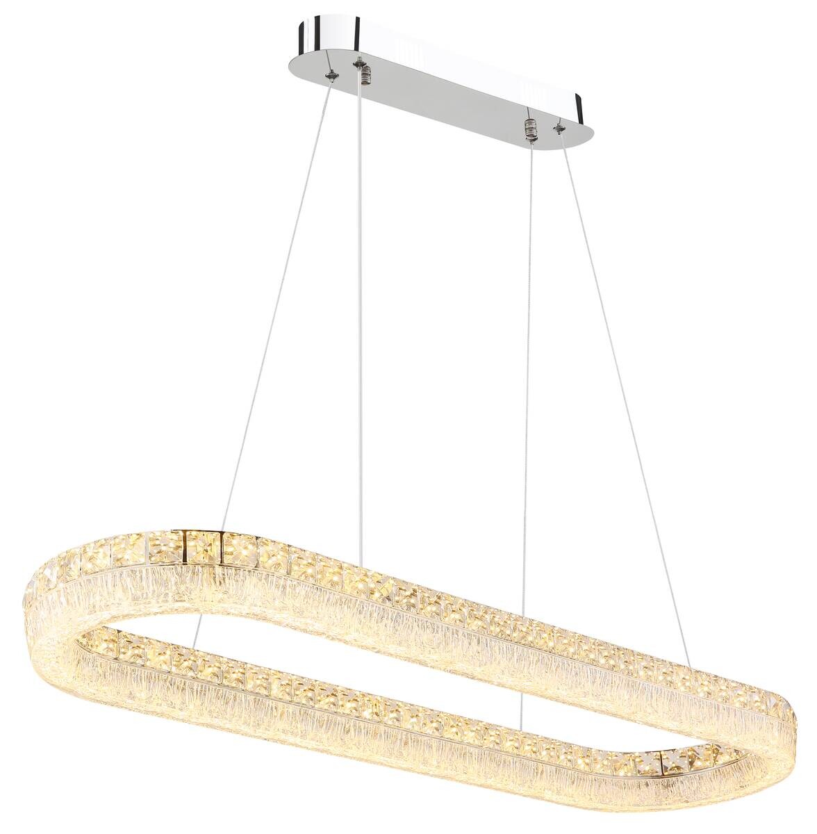 GLOBO Hängeleuchte klar Chrom Glas Metall Acryl B/H/L: ca. 31,5x120x100,1 cm 1.0 Brennstellen