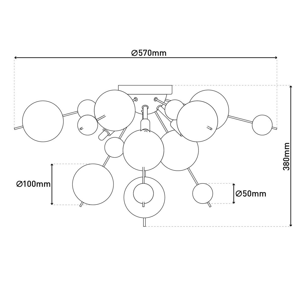 Näve Leuchten Deckenleuchte 1085130 multicolor Metall Glas B/H/T: ca. 57x38x57 cm G9 6 Brennstellen