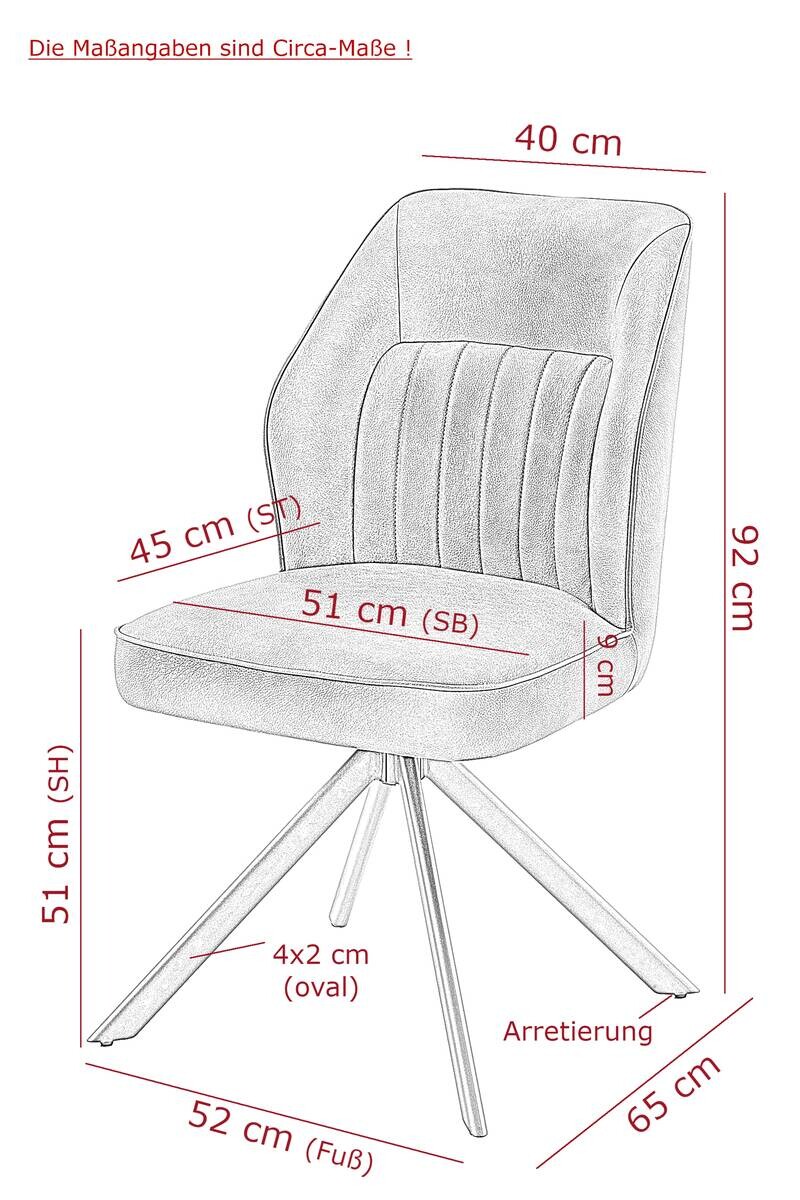 Stuhl Prizzi anthrazit Kunstleder B/H/T: ca. 51x92x64 cm