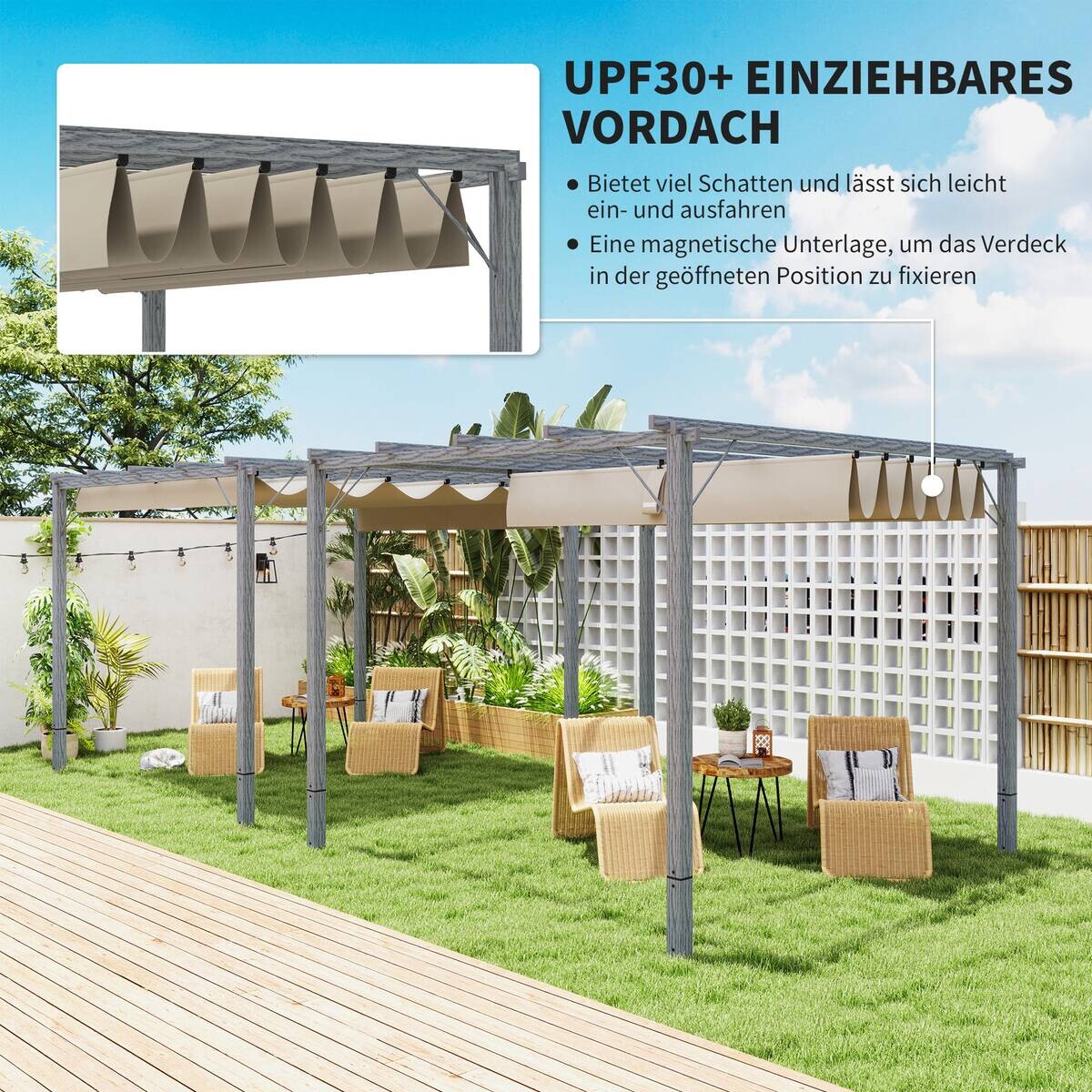 Outsunny Pergola grau Aluminium B/H/L: ca. 296x232x299 cm