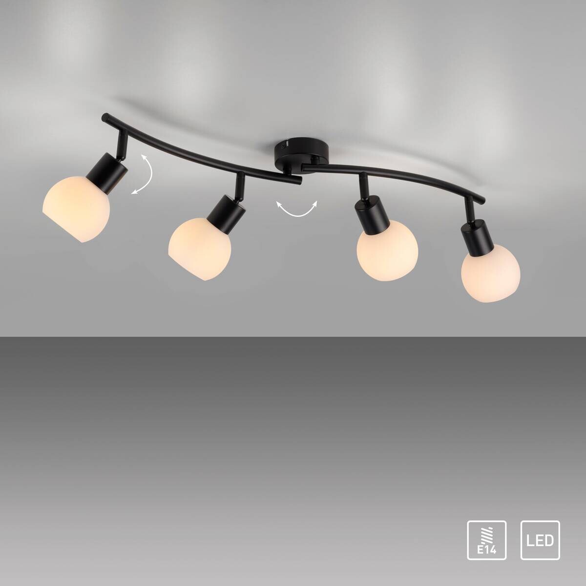 Just Light Spot 4flg. schwarz B/H/L: ca. 27x22x85 cm E14 4 Brennstellen