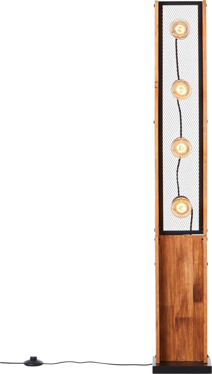 Brilliant Stehlampe Calandra 93122/76 schwarz natur Metall Holz B/H/T: ca. 20x125,5x20 cm E27 4 Brennstellen