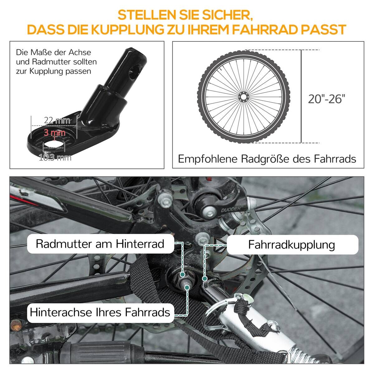 HOMCOM Fahrradanhänger schwarz schwarz B/H/L: ca. 715x139x49 cm