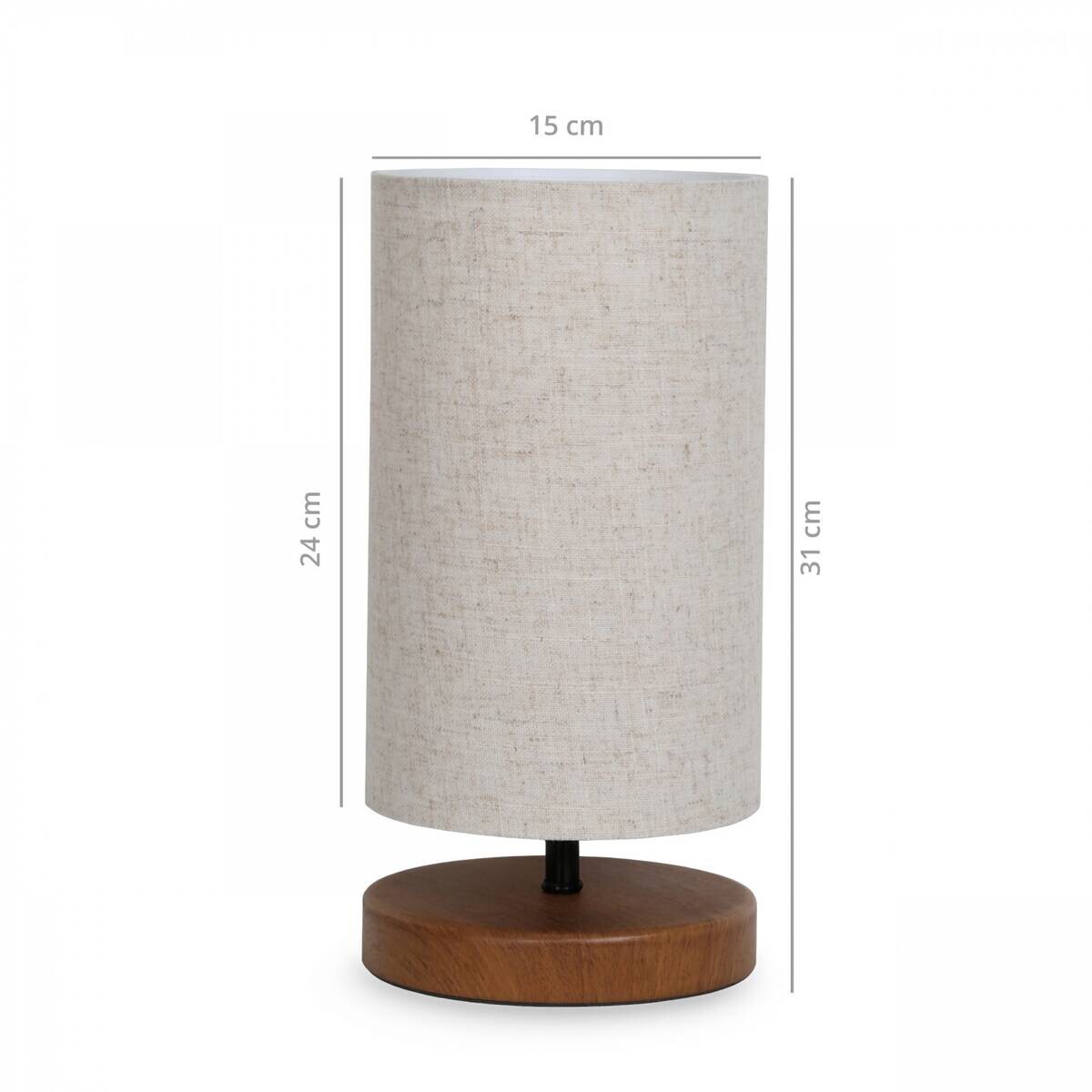 Opviq Tischleuchte creme Stoff Holz B/H/L: ca. 24x31x24 cm E14 1 Brennstellen