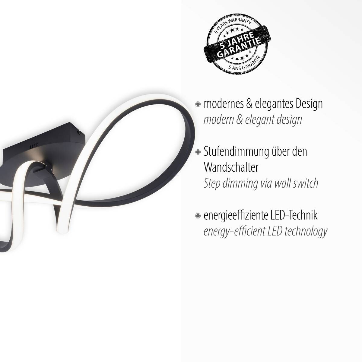 Just Light LED-Deckenleuchte MARIA 15403-18 schwarz Aluminium Kunststoff B/H/T: ca. 24,5x27x61 cm 1 Brennstellen