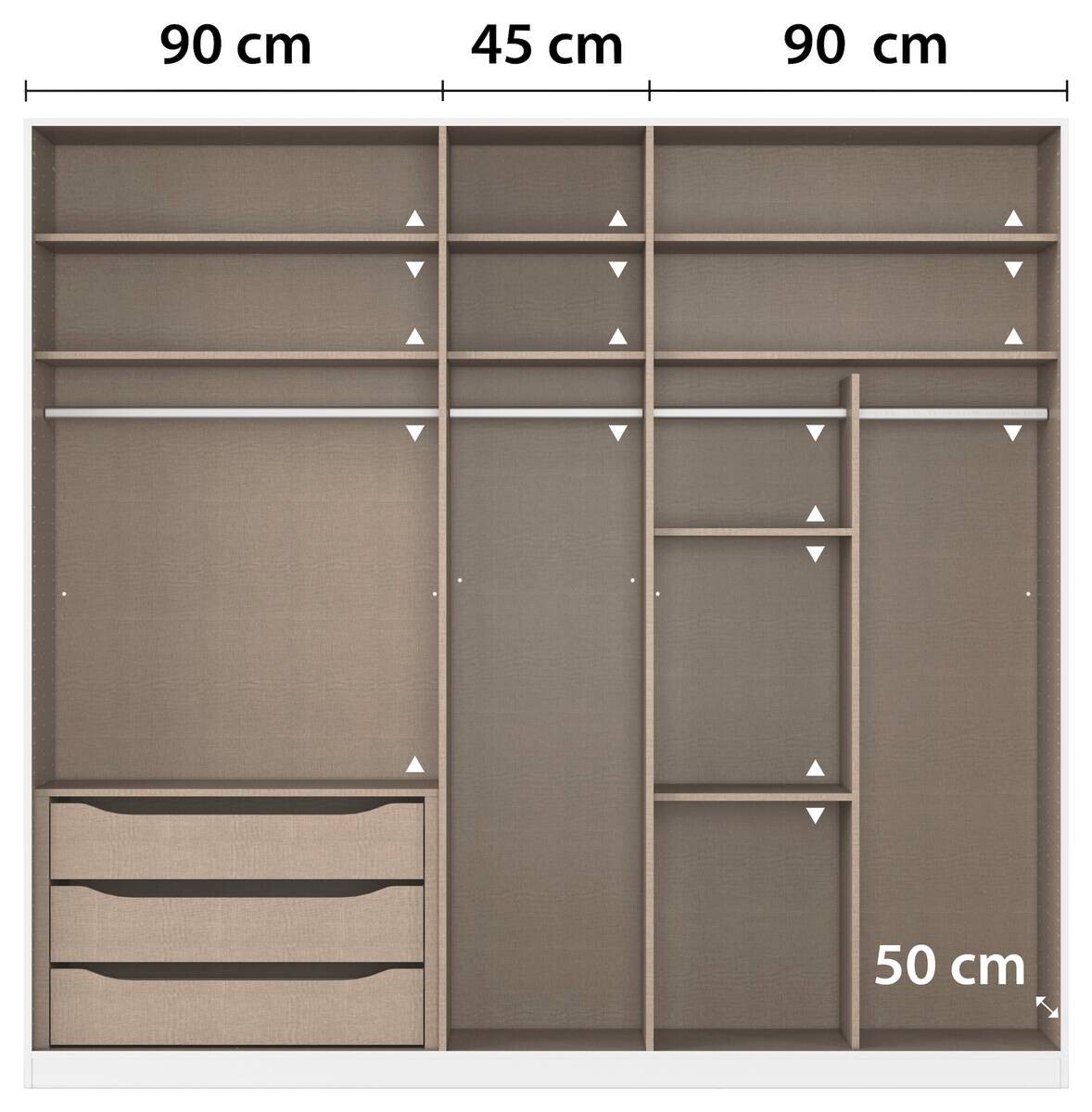 Kleiderschrank Alabama grau B/H/T: ca. 225x210x54 cm