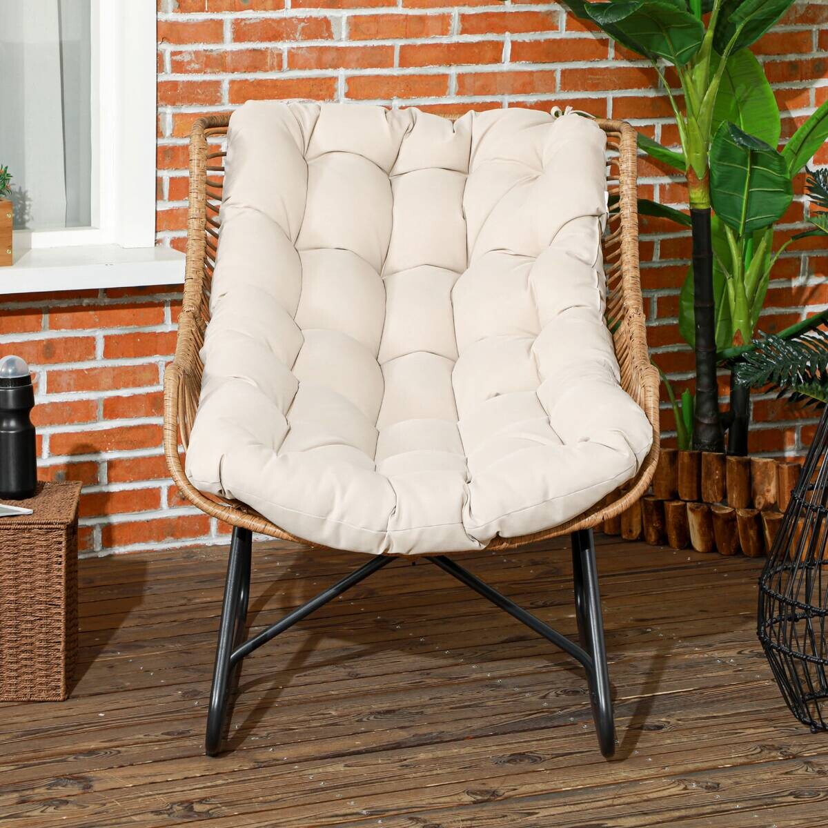 Outsunny Gartensessel khaki Stahl B/H/L: ca. 75x90x101 cm