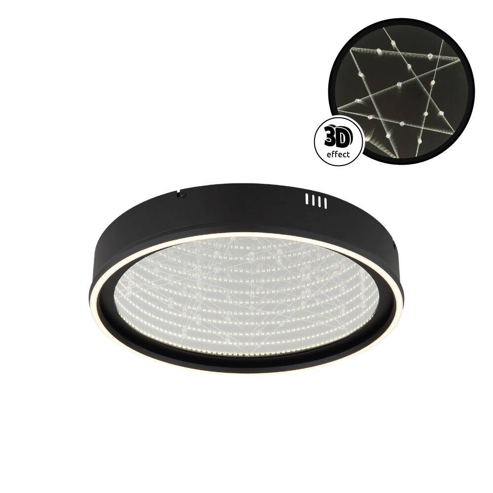 GLOBO Deckenleuchte klar Opal schwarz Glas Aluminium Kunststoff H/D: ca. 8,5x51,5 cm 1 Brennstellen