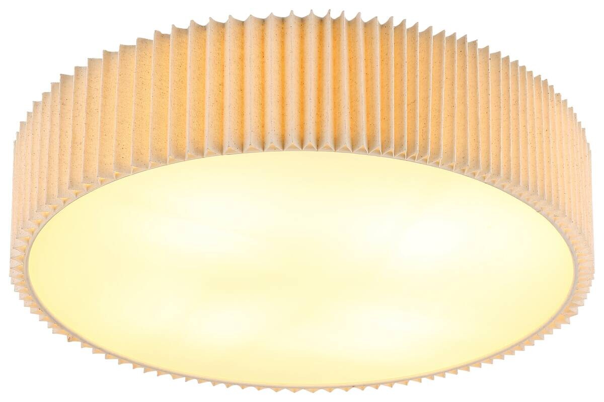 GLOBO Deckenleuchte Opal natur weiß Metall Textil Kunststoff H/D: ca. 13x53 cm E27 4 Brennstellen