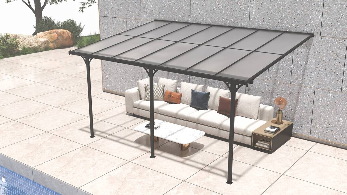 Westmann Terrassenüberdachung Bruce grau Aluminium B/H/T: ca. 434x269x300 cm