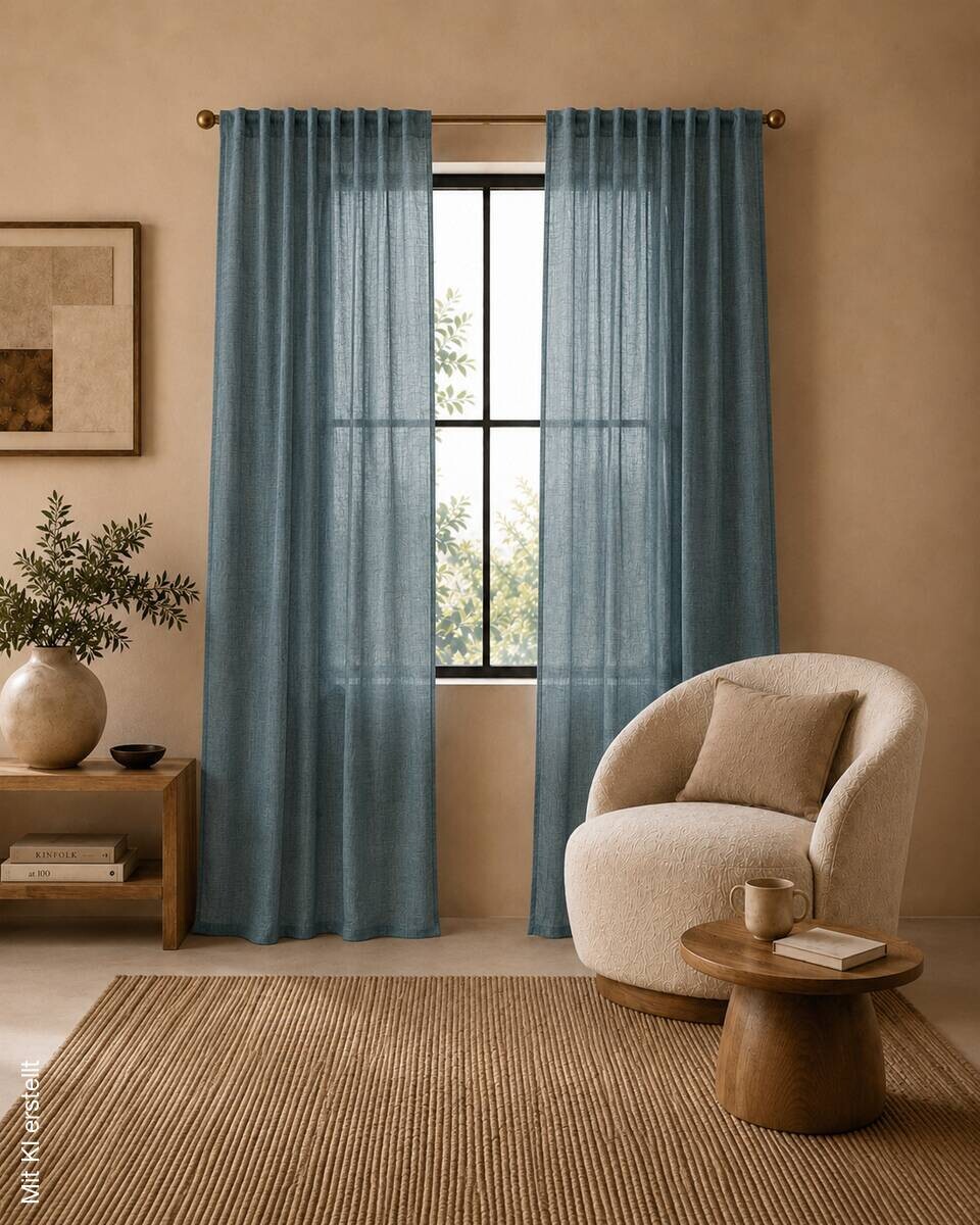 Thermovorhang Softy rauchblau B/L: ca. 140x245 cm