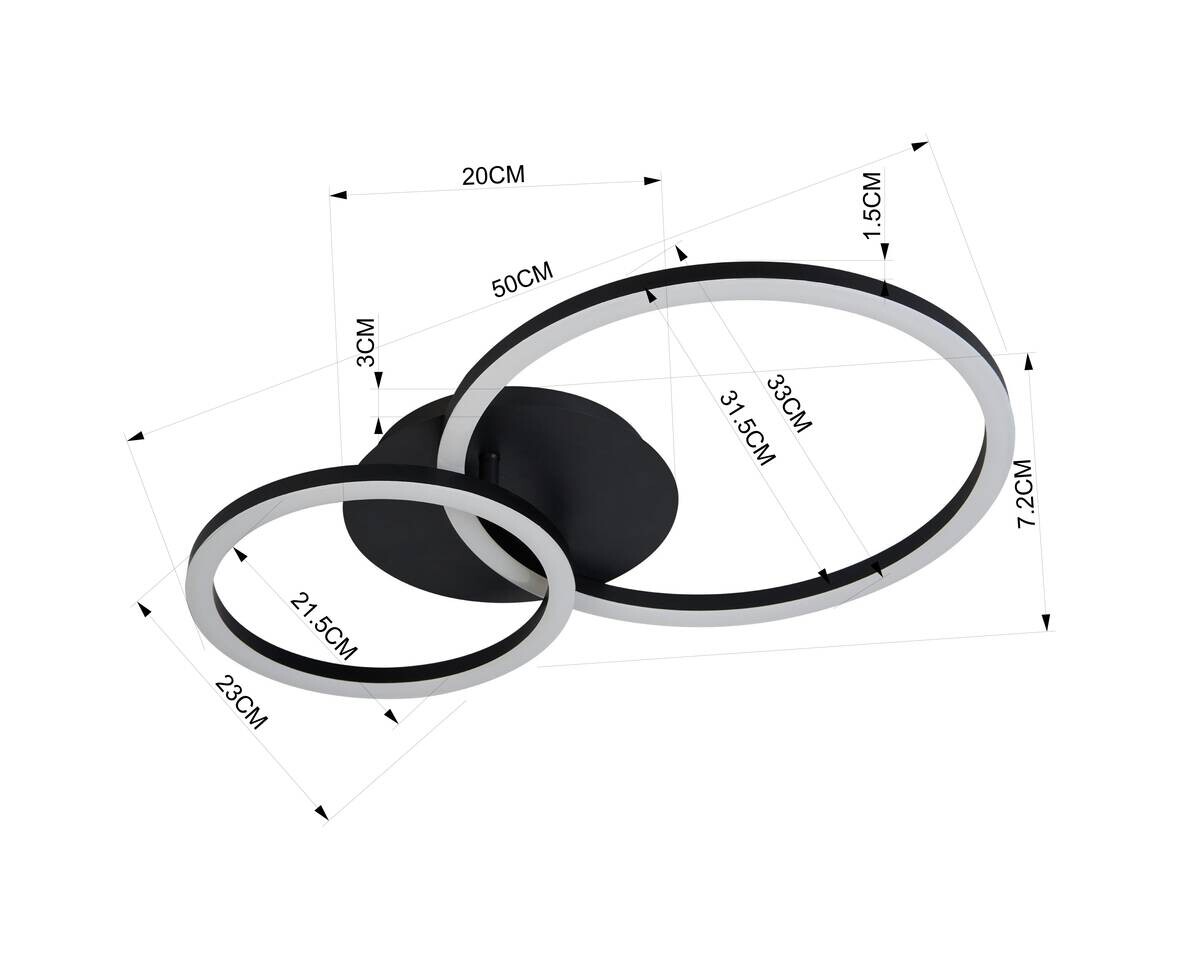 POCOline LED-Deckenleuchte Nio schwarz B/H/L: ca. 40x11,5x58 cm