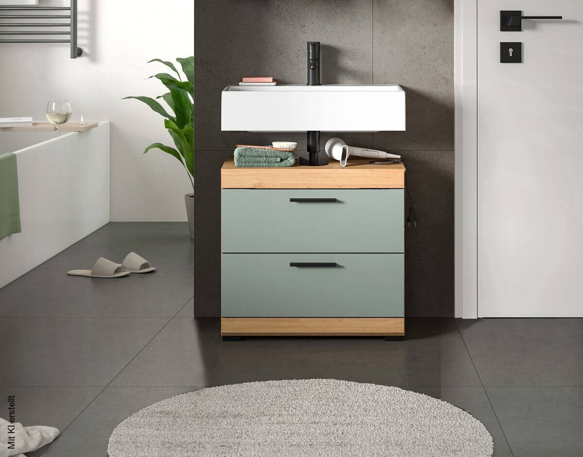 Waschbeckenunterschrank Scout Eiche Artisan Nachbildung salbei Nachbildung B/H/T: ca. 60x56x37 cm