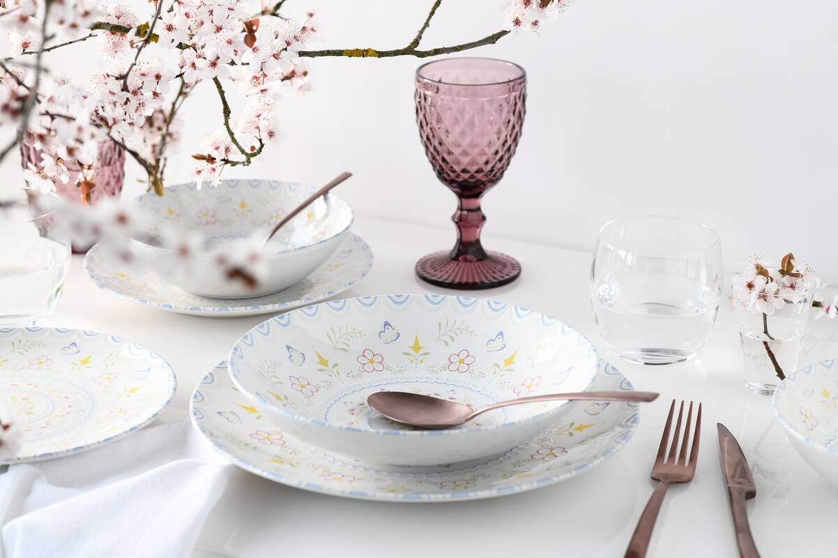 CreaTable Tafelservice Primavera Pastell pastell Steinzeug 12 tlg.