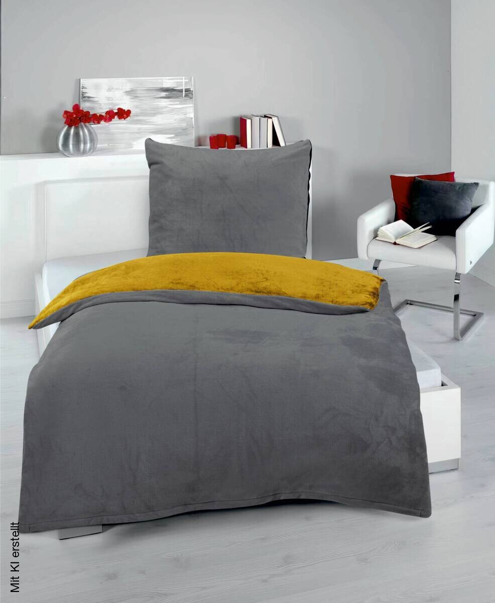 Microfaser Bettwäsche Cashmere touch anthrazit Polyester B/L: ca. 135x200 cm