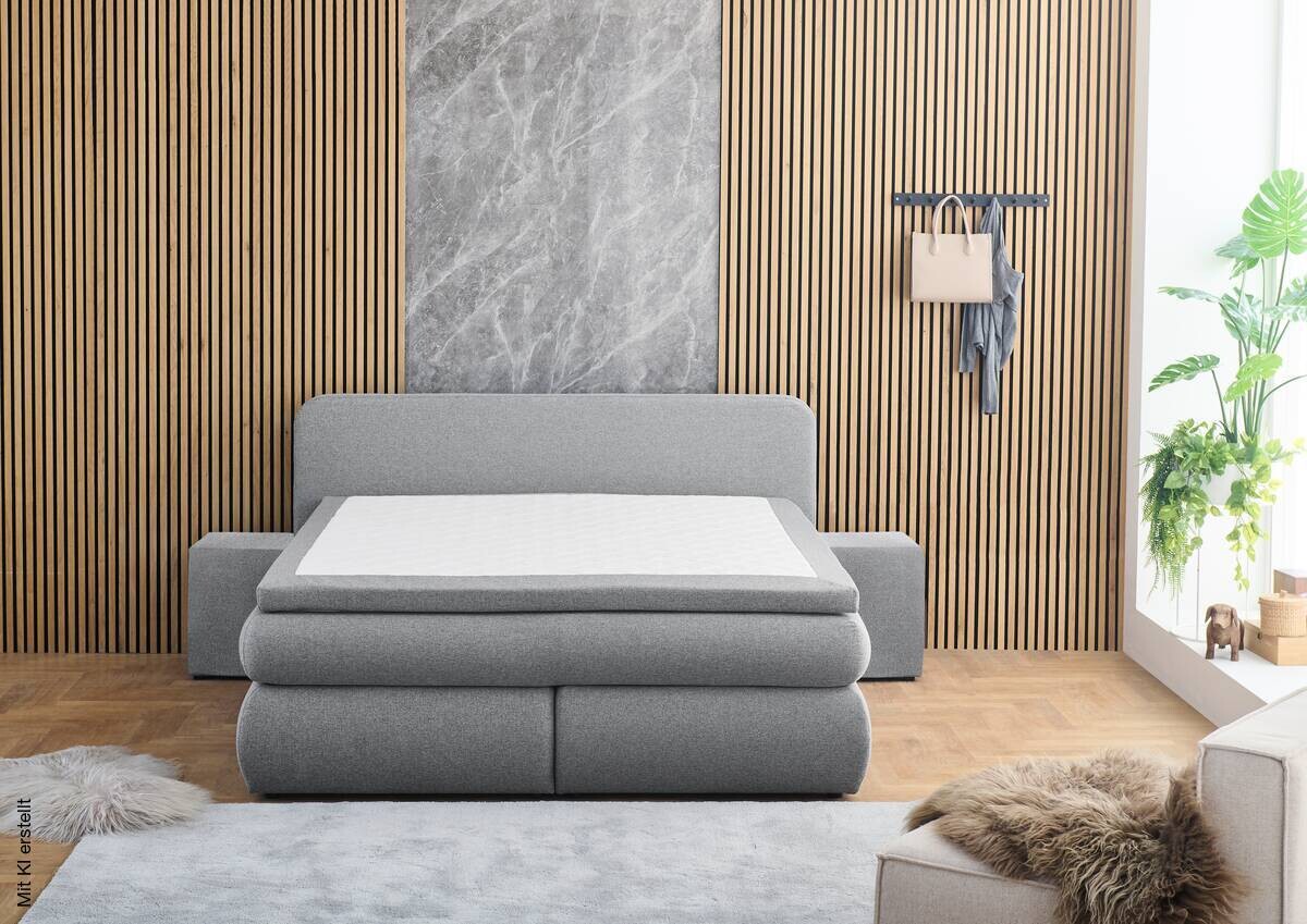 Boxspringbett Madeira Silbergrau Liegefläche B/L: ca. 180x200 cm