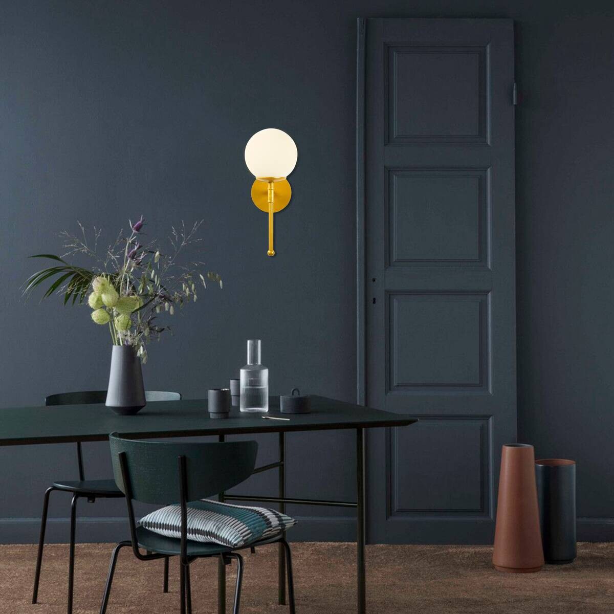 Opviq Wandleuchte gold Glas Metall B/H/L: ca. 20x35x15 cm E27 1 Brennstellen