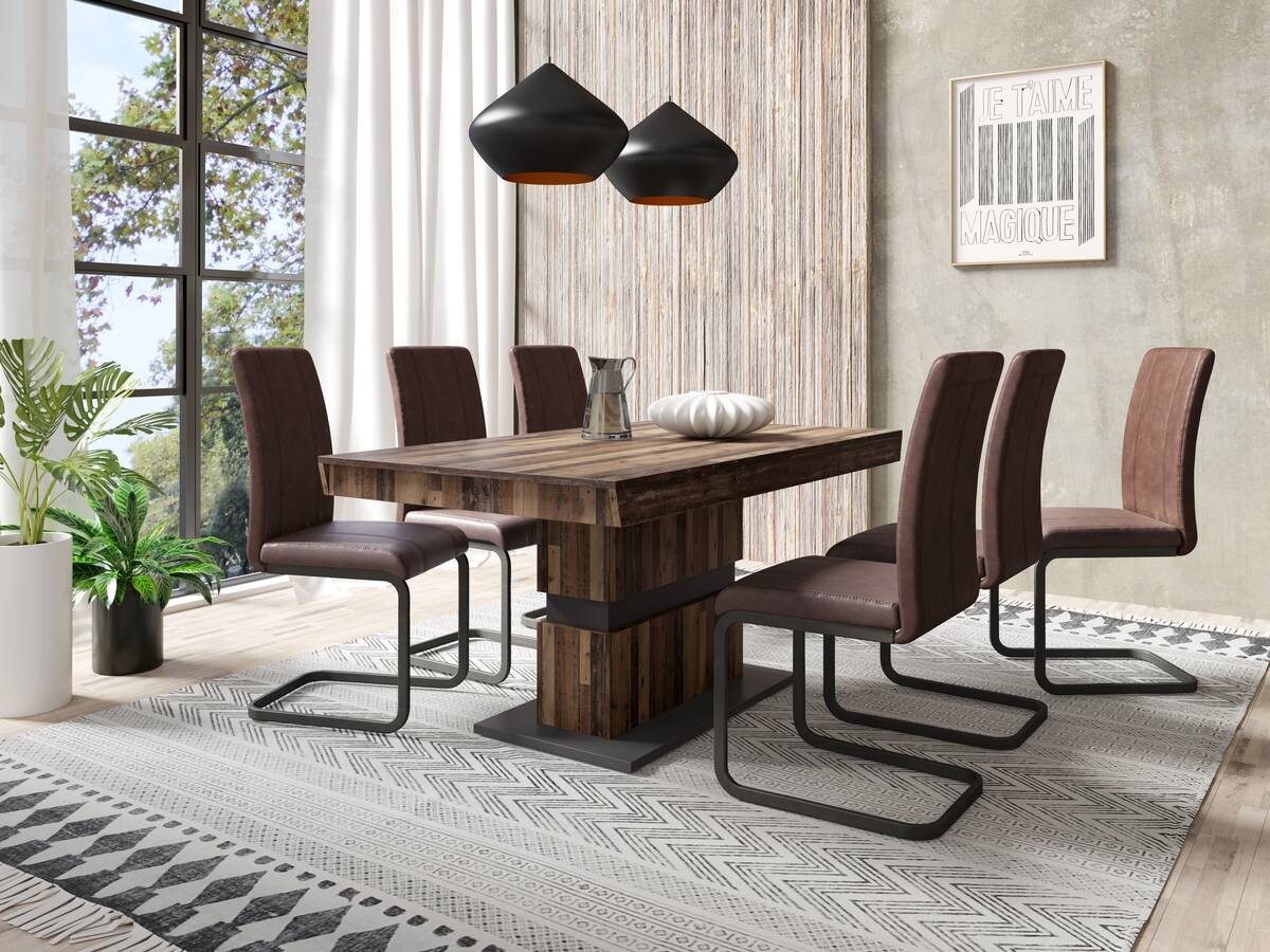 Tisch MATTHEW Eiche Old Wood Nachbildung anthrazit B/H/T: ca. 140x75x90 cm