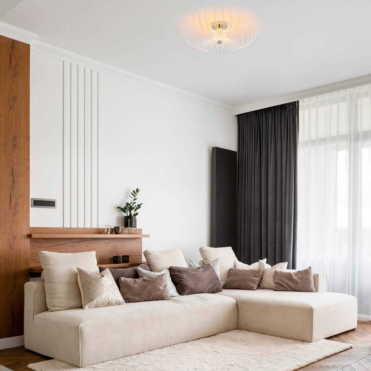 Opviq Deckenleuchte Aspendos weiß Metall B/H/T/L/D: ca. 56x16x56x56x56 cm E27 1 Brennstellen