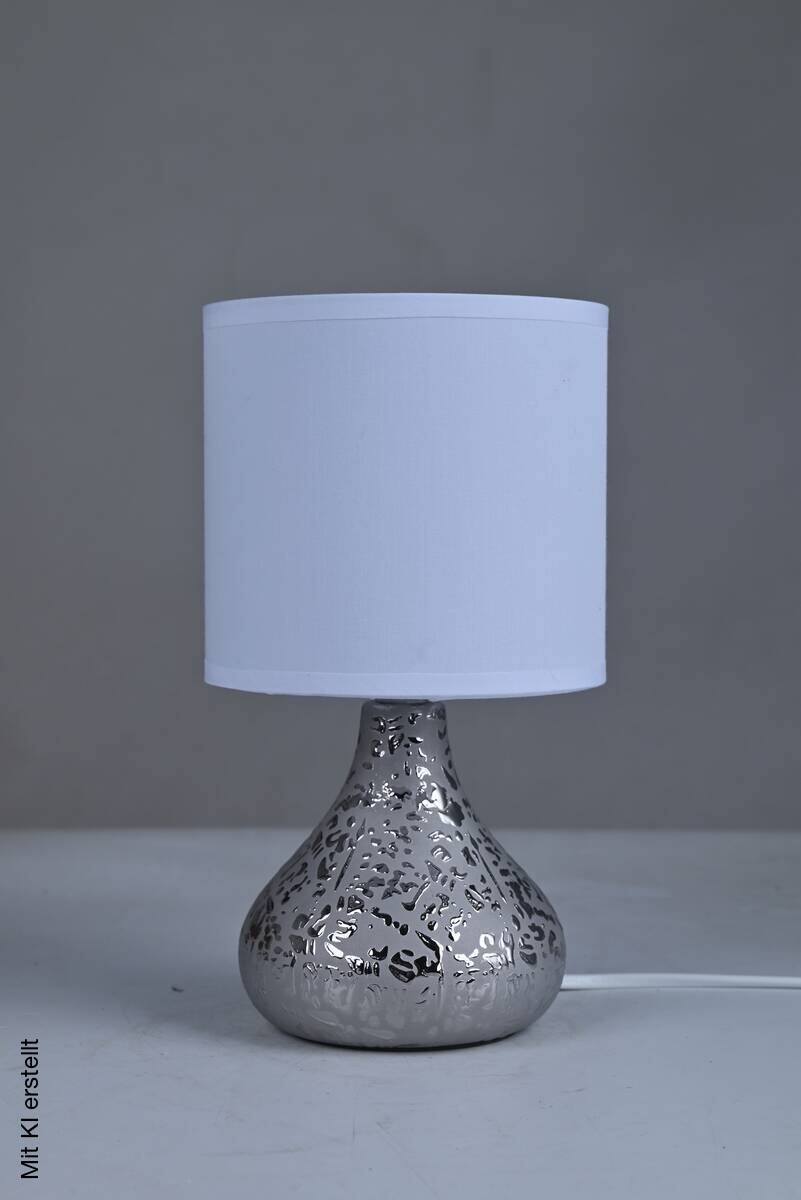 POCOline Keramik Tischleuchte Auri silber Keramik B/H/L: ca. 14x25x14 cm E14 1 Brennstellen
