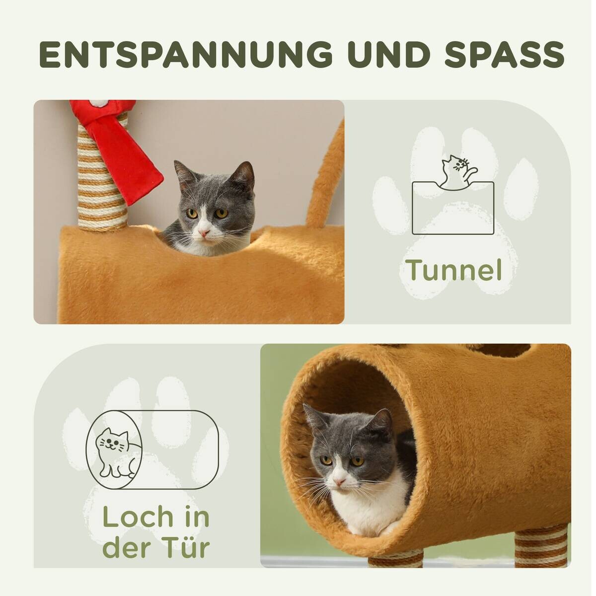 PawHut Kratzbaum braun Polyester B/H/L: ca. 34x98x48 cm